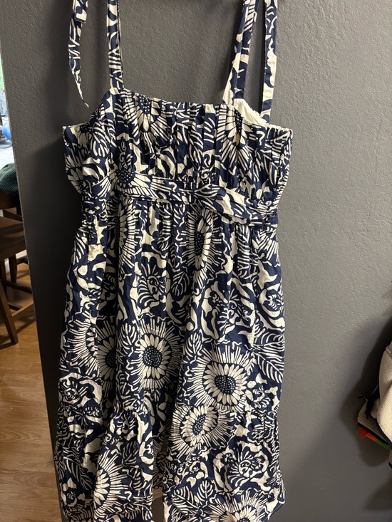 New Anthropologie Forever That Girl blue + white flounced floral midi dress xl - Picture 6 of 8